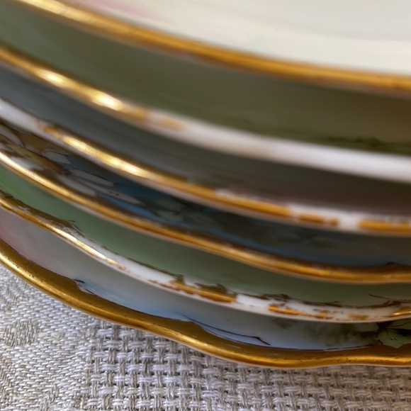 Antique lot of 6 Bavaria porcelain 6” plates gold rim floral design - Picture 11 of 12